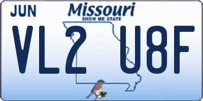 MO license plate VL2U8F