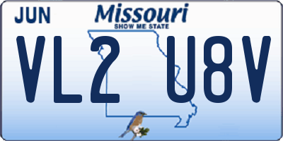 MO license plate VL2U8V