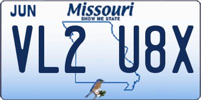 MO license plate VL2U8X