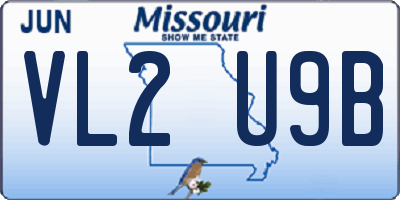 MO license plate VL2U9B
