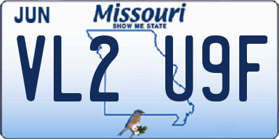 MO license plate VL2U9F