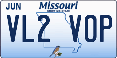 MO license plate VL2V0P
