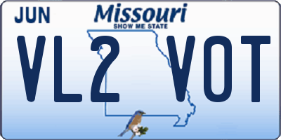 MO license plate VL2V0T