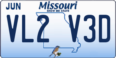 MO license plate VL2V3D