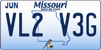 MO license plate VL2V3G