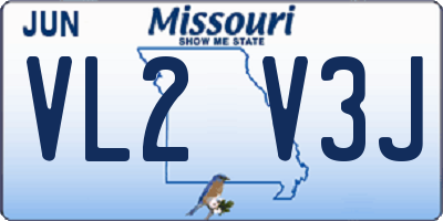 MO license plate VL2V3J