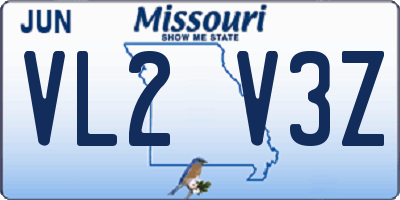 MO license plate VL2V3Z