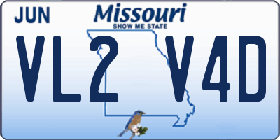 MO license plate VL2V4D