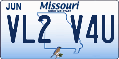 MO license plate VL2V4U