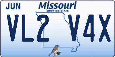 MO license plate VL2V4X
