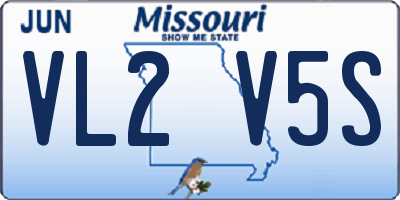 MO license plate VL2V5S