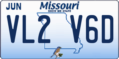 MO license plate VL2V6D