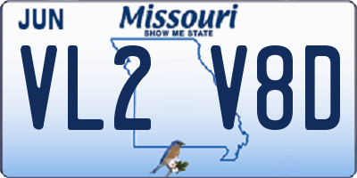 MO license plate VL2V8D