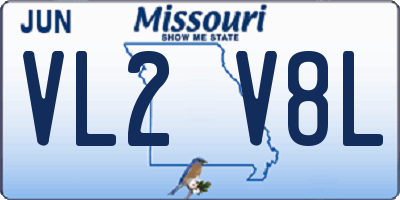 MO license plate VL2V8L