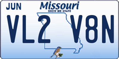 MO license plate VL2V8N