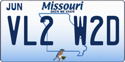 MO license plate VL2W2D