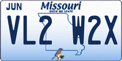 MO license plate VL2W2X
