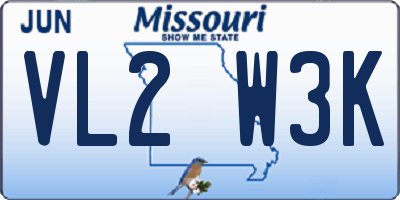 MO license plate VL2W3K