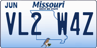 MO license plate VL2W4Z