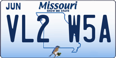 MO license plate VL2W5A