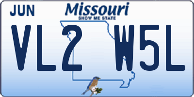 MO license plate VL2W5L