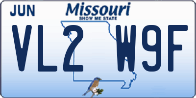 MO license plate VL2W9F