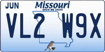 MO license plate VL2W9X