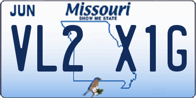 MO license plate VL2X1G