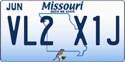 MO license plate VL2X1J