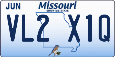 MO license plate VL2X1Q