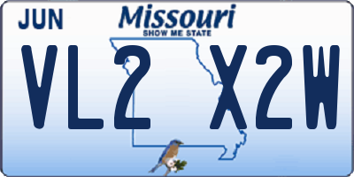 MO license plate VL2X2W