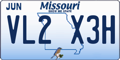 MO license plate VL2X3H