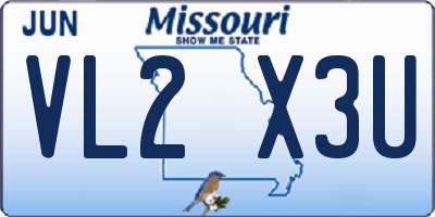 MO license plate VL2X3U