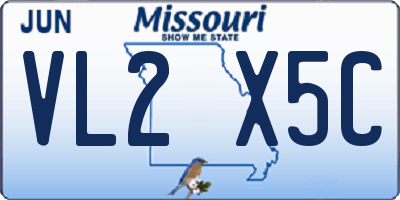 MO license plate VL2X5C