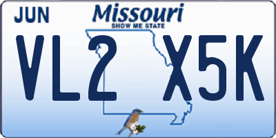 MO license plate VL2X5K