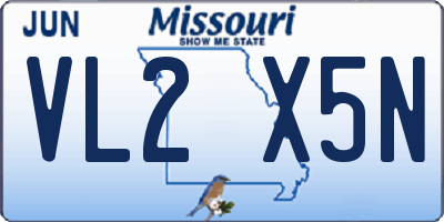 MO license plate VL2X5N