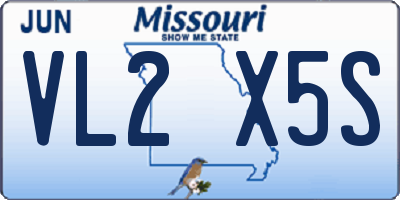 MO license plate VL2X5S
