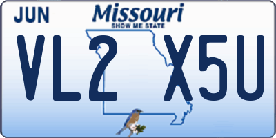MO license plate VL2X5U