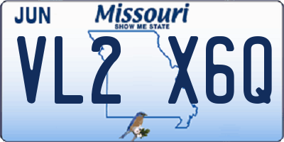 MO license plate VL2X6Q