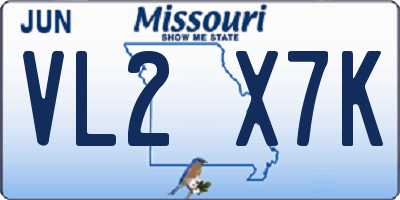 MO license plate VL2X7K