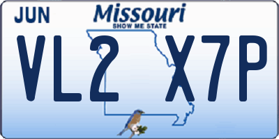 MO license plate VL2X7P