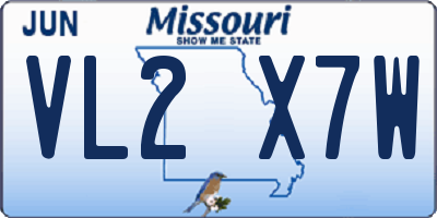 MO license plate VL2X7W