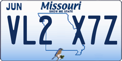 MO license plate VL2X7Z