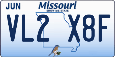 MO license plate VL2X8F