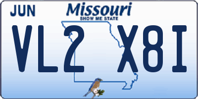 MO license plate VL2X8I