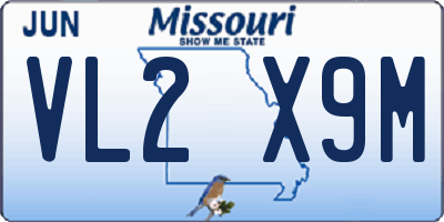 MO license plate VL2X9M