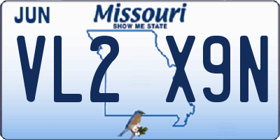 MO license plate VL2X9N