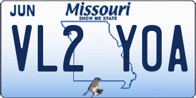 MO license plate VL2Y0A