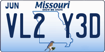 MO license plate VL2Y3D