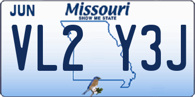 MO license plate VL2Y3J
